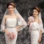 150cm Women Bridal Short Wedding Veil White One Layer Lace Flower Edge Appliques Xx9d