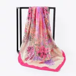 Silk Scarves Women Print Shawl Ladies Chiffon Kerchief Scarf Popular Beach Headscarf 90cm Square