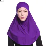 WOMENS 2 Piece Solid Color Amira Jerslim Hijab Soft Cotton Stretch Head Scarf with Tube Inner Underscarf Cap Hood F3MD