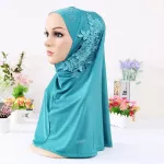 Hijabs Muslim Islamic Scarf Scarves for Woman Long Underscarf Moslima Solid Color Bead Prayer Turbante Freship 4.11