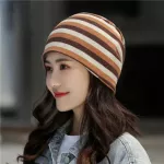 Striped Beanies For Men Summer Thin Knitted Beanie Men's Multifunction Hedging Cap Hats For Male