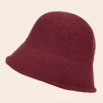 Winter Women Knitted Bucket Hat Fisherman Hat All-Match Wool Panama Basin Cap Fishing Cap Autumn Outdoor Soft Warm Bonnet