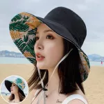 Flower Print Double-Sided Sun Hats Wide Brim Foldable Women Summer Anti-UV Panama Floppy Beach Hat Sunscreen Female Cap