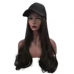 Women Stylish Long Wave Wig Hairpiece Hair Extension with Baseball Hat Multicolor Naturally Connect Hat Wig Adjustable