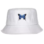 H30 Butterfly Embroidery Bucket Hat Men Women Hop Fishing Cap Buck Cap Hat Summer Couple Flat Hat Cotton