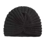 Welrog Crystal Turban Skullies Hats Solid Wool Knitting Iron Floral Warm Caps Autumn Winter Turban Hats