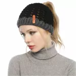 Stretch Knitted Horse Tail Caps Winter Winter Wool Crochet Hat Cotton Hats Autumn for Women and Girls Beanies Cap