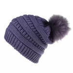 Winter Warm Knitted Hat with Pom Crochet Artificial Furhaball Beanie Cap Slouchy Knitted Hat for Women High Quality