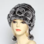 Russia Lady Knitted Soft Rex Rabbit Fur Hat Women Winter 100% Natural Rex Rabbit Fur Cap Lady Warm Rex Rabbit Fur Hat