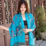 Scarf for Women Winter Embroidery Neck Cashmere Scarves Lady Shawl Wrap FeMale Fourard Blanket Tassel Bandana Feemme Hijab