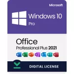 Microsoft Windows 10 Pro License + Office 2021 Pro Plus License 32 & 64 bit - 1 PC