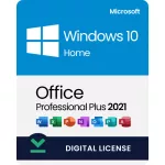 Microsoft Windows 10 Home License + Office 2021 Pro Plus License 32&64 bit - 1 PC