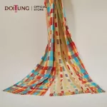 DoiTung Scarf - Nachos, Orange Blue Multi 50x200 cm. ผ้าพันคอ ทอมือ ใยไผ่ 100% ดอยตุง