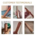 LAHOME GMZ30 ไม้มะเกลือ โรลลิ่งพิน ไม้กลม หัวกลม แป้งไม่ติด , ลูกกลิ้งแป้งไม้ – อุปกรณ์เบเกอรี่ แบบตรง