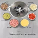 Anju 2L เครื่องบดเนื้อ เครื่องปั่นสับ พร้อมฟังก์ชันปั่น ใช้ทำเนื้อสับ กระเทียมสับ และพริกไทยสับ เครื่องบดเนื้ออเนกประสงค์