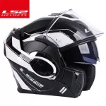 100% Original LS2 Valiantหมวกกันน็อกLs2 Ff399 180 ° Flip Up Chrome-Platedหมวกกันน็อกSomersaultรถจักรยานยนต์หมวกกันน็อกหมอก-ระบบฟรี