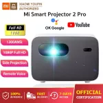 Xiaomi Mi Smart Projector 2 Pro GB Ver โปรเจคเตอร์หน่วยความจำแฟลชความเร็วสูง16GB eMMC 1300 ANSI Lumens 1080p FHD Netflix Youtube Google Play
