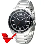 Veladeedee นาฬิกา Citizen นาฬิกาข้อมือผู้ชาย ขนาด 42 มม. กันน้ำลึก 100 m สายสเตนเลสสตีล แสดงวันที่ รุ่น BK2520-53E - สีดำ Veladeedee