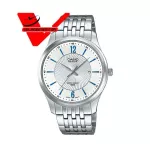 Veladeedee Casio Beside Watch, gentleman wristwatch Authentic stainless steel case, model BE-151D-7V, white face, stainless steel strap, BE-151L-1AV, black face, leather strap