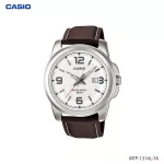 CASIO, brown men's wristwatch, leather strap model MTP-1314L-7AV
