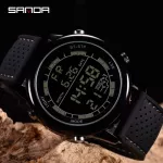 SANDA สแตนเลสกรณีดิจิตอลบุรุษยอดนาฬิกาแบรนด์หรูทหารกีฬานาฬิกากันน้ำนาฬิกาชายนาฬิกา