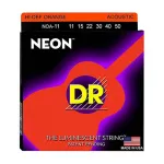 DR Strings NEON สายกีตาร์โปร่ง เบอร์ 11 เรืองแสงในที่มืด สายเคลือบ Custom Light, 11-50 ** Made in USA **