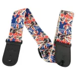 Alice สายสะพายกีตาร์ วัสดุโพลิเอสเตอร์ กว้าง 5 ซม ปลายหนังเทียม พร้อมเชือกผูกหัวกีตาร์ ลายธงอังกฤษแบบชาว Rock รุ่น A040-D3 + แถมฟรีปิ๊กกีตาร์