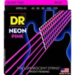 DR Strings NPB5-45 สายกีตาร์เบส 5 สาย แบบเคลือบ สีชมพู เรืองแสง Medium, 45/125 ** Made in U.S.A.**