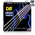 DR Strings NWB5-45 สายกีตาร์เบส 5 สาย แบบเคลือบ สีขาว เรืองแสง Medium, 45/125 ** Made in U.S.A.**