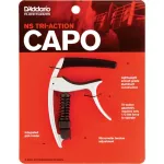 D'Addario® PW-CP-09S NS Tri-Action Capo คาโป้ ปรับความหนืดของสปริงได้ พร้อมที่เสียบปิ๊ก ทำจากอะลูมิเนียมเกรดทำเครื่องบิน สีเงิน