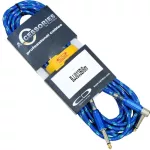 Carlsbro สายแจ็คกีตาร์ 6 เมตร แบบไนลอนถักสีน้ำเงิน หัวโลหะ เส้นใหญ่ รุ่น BJJ033B-6M + ที่รัดสาย 6m Guitar Cable