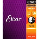 Elixir® Nanoweb สายกีตาร์โปร่ง เบอร์ 13 แบบเคลือบ Phosphor Bronze ของแท้ 100% Light, .0132 - .056 ** Made in USA **