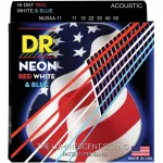 DR Strings NEON สายกีตาร์โปร่ง เบอร์ 11 เรืองแสงในที่มืด สายเคลือบ Custom Light, 11-50 ** Made in USA **