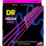 DR Strings NPB-45 สายกีตาร์เบส 4 สาย แบบเคลือบ สีชมพู เรืองแสง Medium, 45/105 ** Made in U.S.A.**