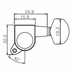 Paramount ลูกบิดกีตาร์โปร่ง อย่างดี ติดข้างเดียว นิกเกิลเคลือบดำ รุ่น J02BK Tuning Machine Head for Acoustic Guitar