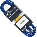 Carlsbro สายแจ็คกีตาร์ 3 เมตร แบบไนลอนถักสีน้ำเงิน หัวโลหะ เส้นใหญ่ รุ่น BJJ033B-3M + ที่รัดสาย 3m Guitar Cable