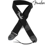 FENDER® Strap Black Poly, electric guitar strap / 2 -inch acoustic guitar strap with 100% authentic Fender logo
