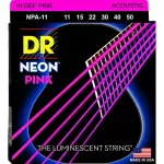 DR Strings NEON สายกีตาร์โปร่ง เบอร์ 11 เรืองแสงในที่มืด สายเคลือบ Custom Light, 11-50 ** Made in USA **