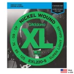 D'Addario® EXL220-5 สายกีตาร์เบส 5 สาย แบบนิกเกิล ของแท้ 100% Super Light 5-String, 40-125 ** Made in USA **