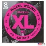 D'Addario® EXL170TP สายกีตาร์เบส 4 สาย แบบนิกเกิล แพ็คคู่ ของแท้ 100% Light, 45-100 ** Made in USA **