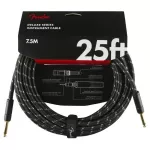 Fender® Deluxe Series Black Tweed สายแจ็คกีตาร์ 7.5 เมตร แบบพรีเมียม หัวตรงชุบทอง 25FT Deluxe Series Instrument Cable