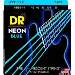DR Strings NBB5-45 สายกีตาร์เบส 5 สาย แบบเคลือบ สีฟ้าเรืองแสง Medium, 45/125 ** Made in U.S.A.**