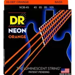 DR Strings NOB-45 สายกีตาร์เบส 4 สาย แบบเคลือบ สีส้ม เรืองแสง Medium, 45/105 ** Made in U.S.A.**