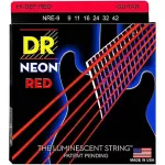 DR Strings สายกีตาร์ไฟฟ้า แบบเรืองแสง เบอร์ 9 สายเคลือบ สีแดงนีออน รุ่น NRE-9 Light, 9-42 ** Made in USA **