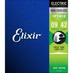 Elixir® OPTIWEB Electric guitar line number 9, 100% authentic nickel, super light, .009 - .042 ** Made in USA **