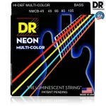 DR Strings NMCB-45 สายกีตาร์เบส 4 สาย แบบเคลือบ สีรุ้งเรืองแสง Medium, 45/105 ** Made in U.S.A.**