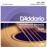 D'Addario® สายกีตาร์โปร่ง เบอร์ 11 แบบ Phosphor Bronze ของแท้ 100% รุ่น EJ26 Custom Light, 11-52 ** Made in USA **
