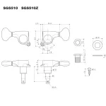 GotoH® SGS510Z Stardard S5-L6-XN Guitar knob, electric guitar, vintage silver, L5 Zinc X-Nickle-Left-Sided head