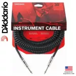 D'Addario® PW-CDG-30BK สายแจ็คกีตาร์ แบบขด ยาว 30 ฟุต / 9.14 เมตร - Coiled Instrument Cable ** Designed and Engineered in USA **