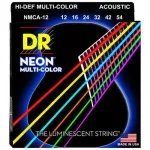 DR Strings สายกีตาร์โปร่ง แบบเรืองแสง เบอร์ 12 สายเคลือบ สีรุ้ง รุ่น NMCA-12 Medium, 12-54 ** Made in USA **